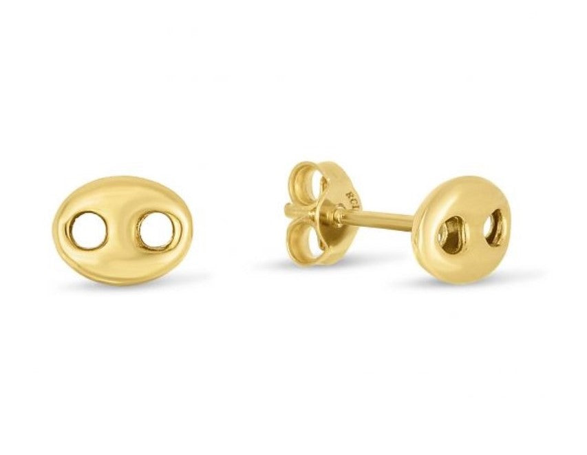 14kt Yellow Gold Mariner Link Button Earrings