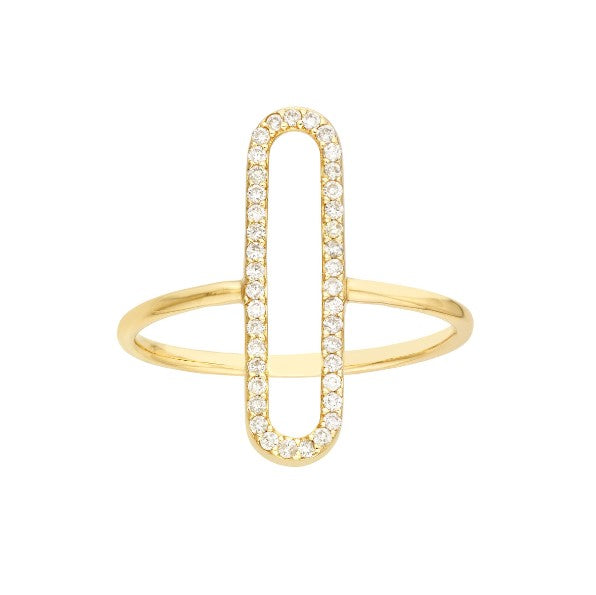 14kt Yellow Gold Diamond Paperclip Ring