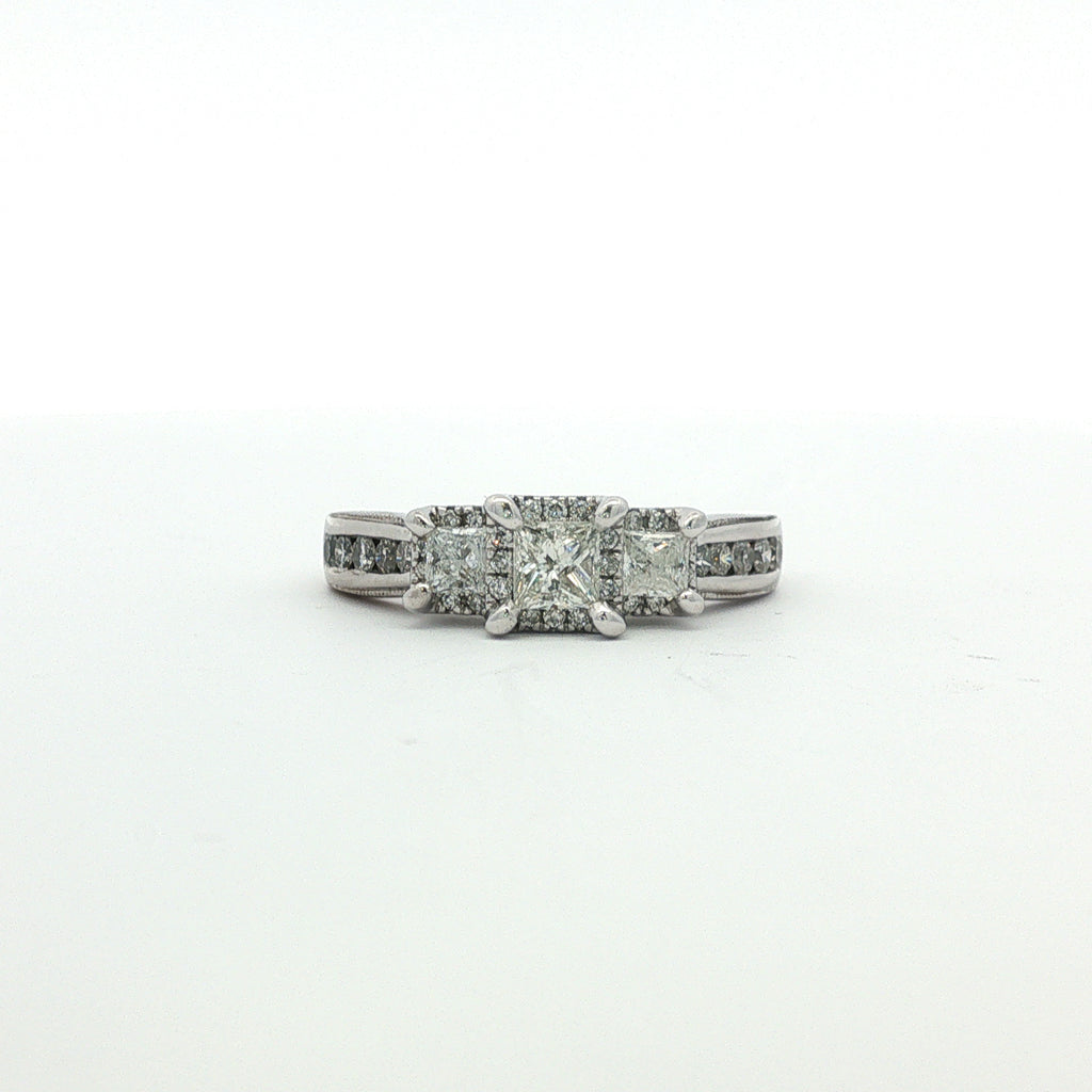 Estate 14kt White Gold Three-Stone Diamond Ring