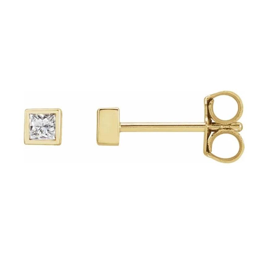 14kt Yellow Gold Princess Bezel Diamond Ear Studs (0.17cts)