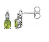 14kt White Gold Peridot & Diamond Ear Studs