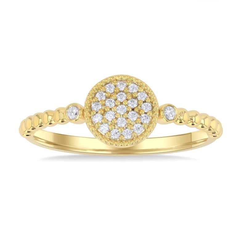 10kt Yellow Gold & Diamond Pave' Round Fashion Ring