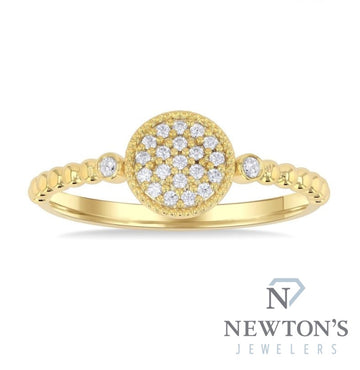 10kt Yellow Gold & Diamond Pave' Round Fashion Ring