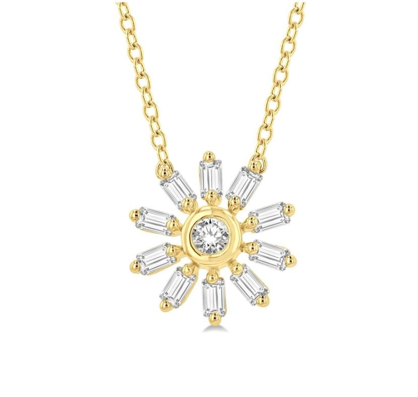 10kt Yellow Gold & Diamond Star Flare Pendant