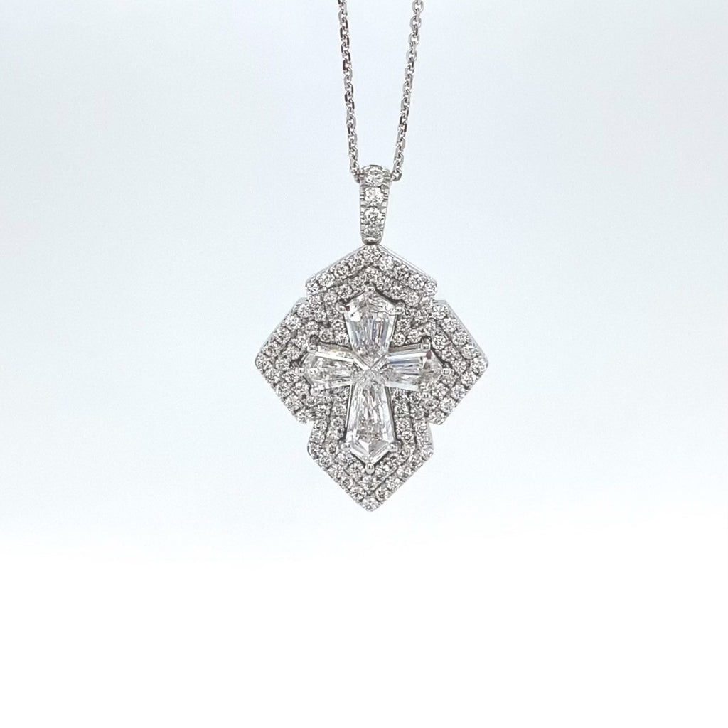 18kt White Gold Diamond Cross Pendant