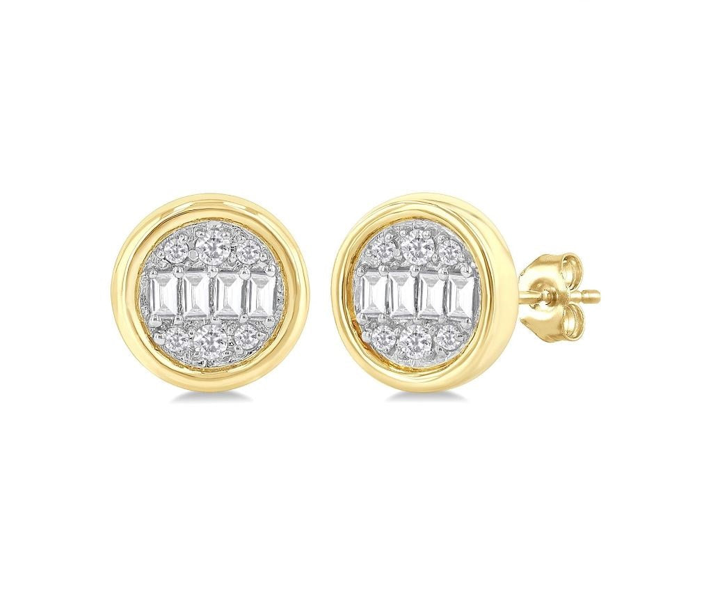 10kt Yellow Gold Round Illusion Ear Stud