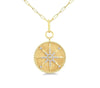 14kt Yellow Gold Circle Medallion Pendant & Paperclip Chain