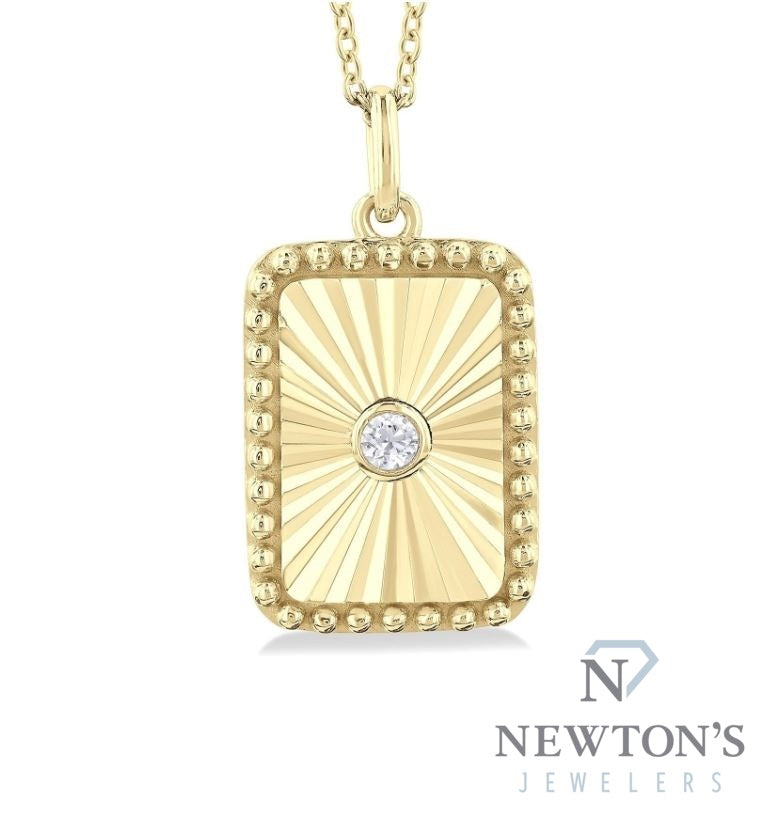 10kt Yellow Gold & Diamond Fluted Rectangle Pendant