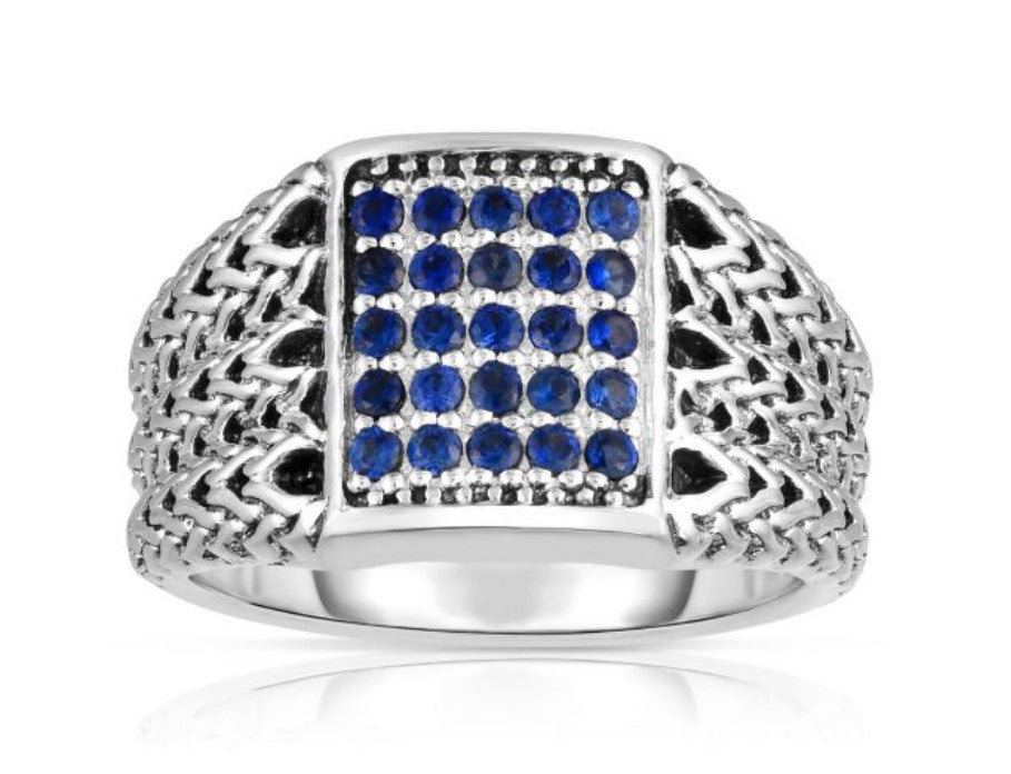 Sterling Silver Men's Sapphire Woven Ring by Phillip Gavriel