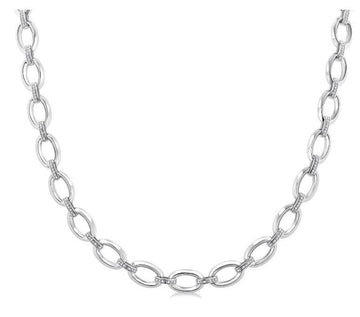 Sterling Silver Bold Link Diamond Chain Necklace