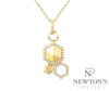 14kt Yellow Gold & Diamond Honeycomb Pendant