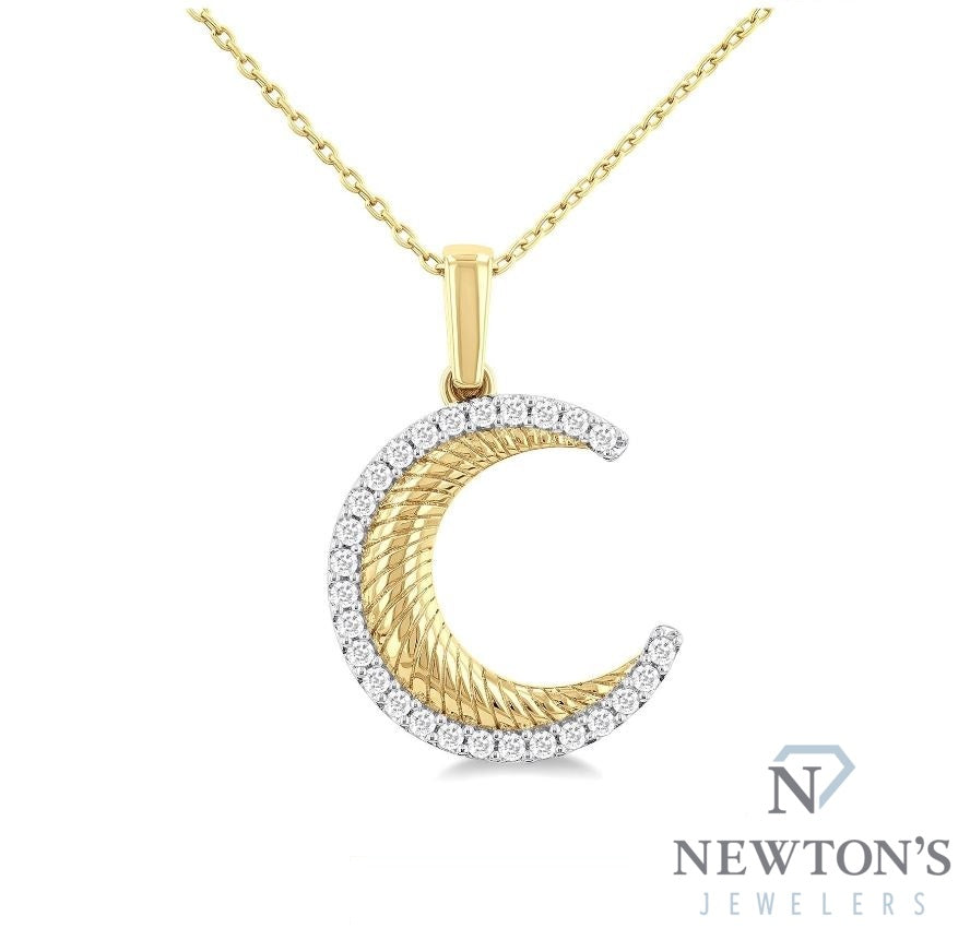 10kt Yellow Gold Fluted Crescent Moon Pendant (Pendant Only)