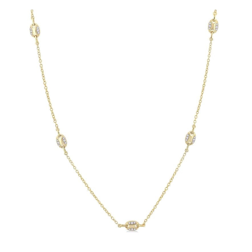 14kt Yellow Gold & Diamond Mariner Link Necklace