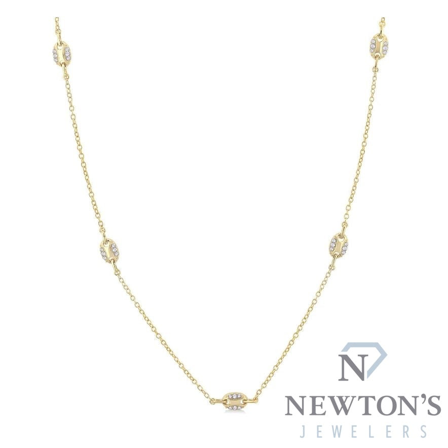 14kt Yellow Gold & Diamond Mariner Link Necklace