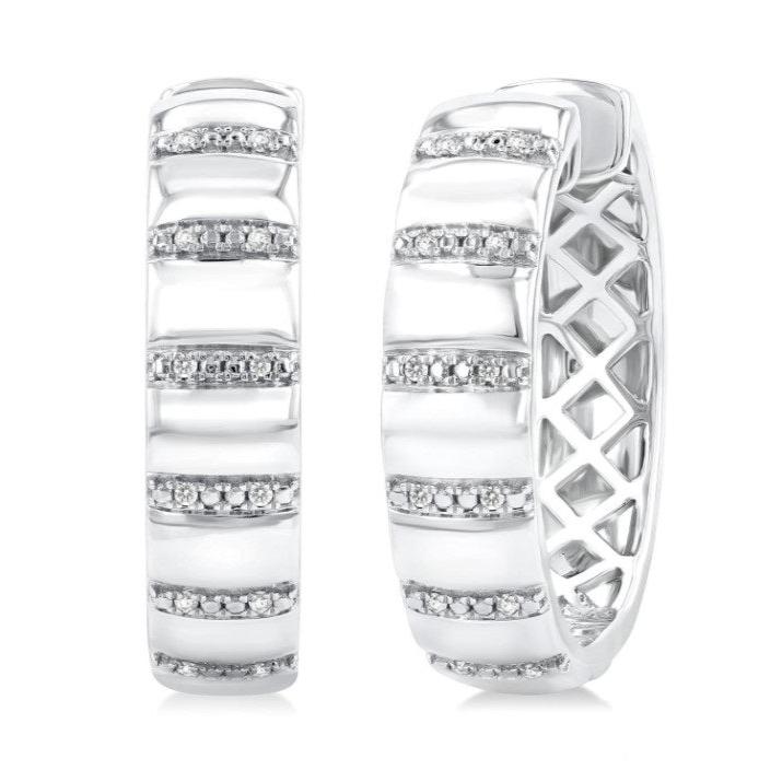 Sterling Silver & Diamond Hoop Earrings