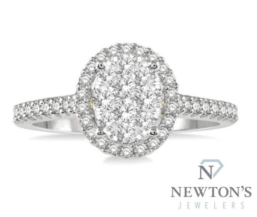 14kt Round Diamond Lovebright Oval Shape Halo Engagement Ring