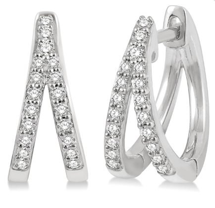 10kt White Gold Split Huggie Fashion Earrings