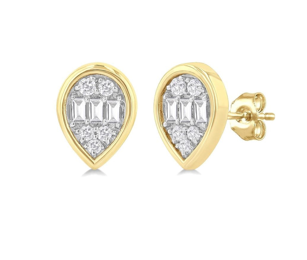 10kt Yellow Gold Pear Illusion Ear Stud