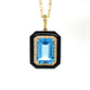 14kt Yellow Gold Blue Topaz & Enamel Pendant Necklace