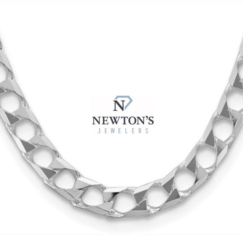 Sterling Silver Cuban Square Link Chain Necklace