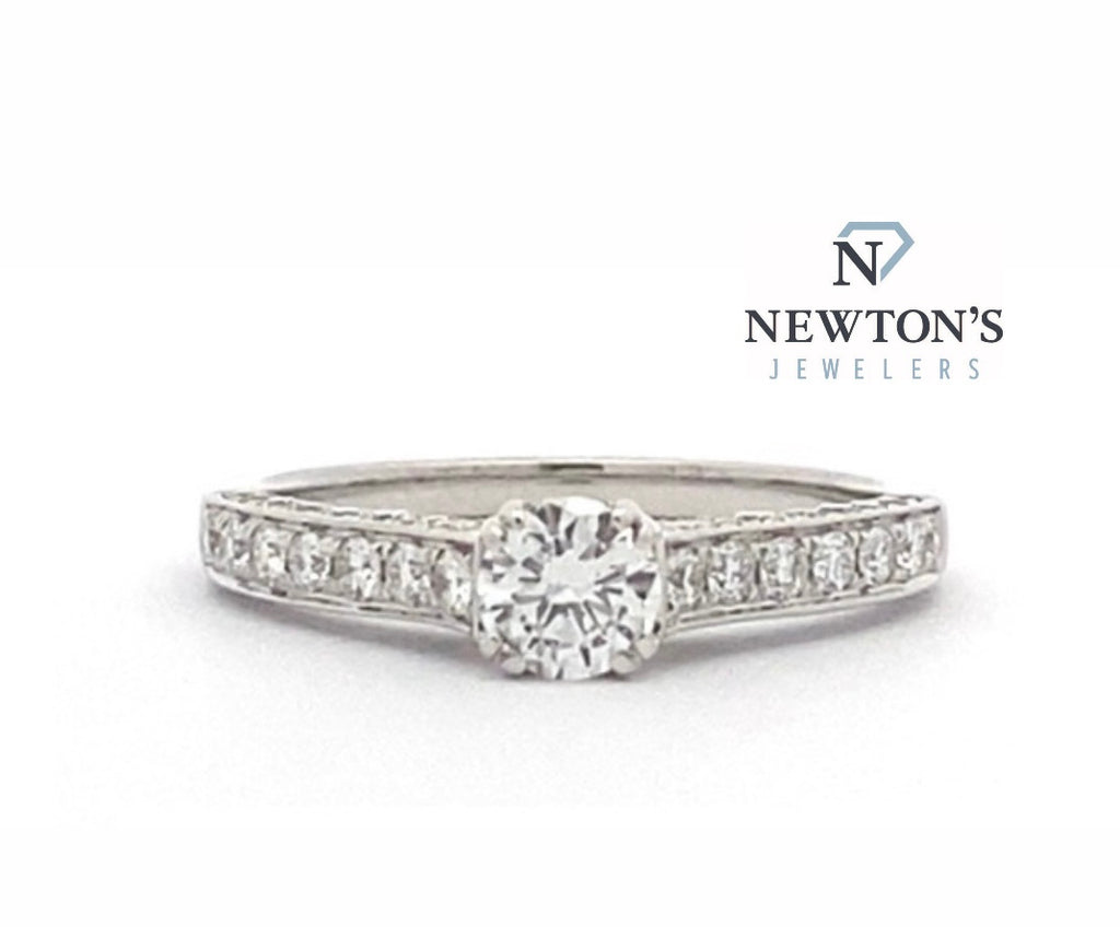 14kt White Gold Round Brilliant Diamond Engagement Ring