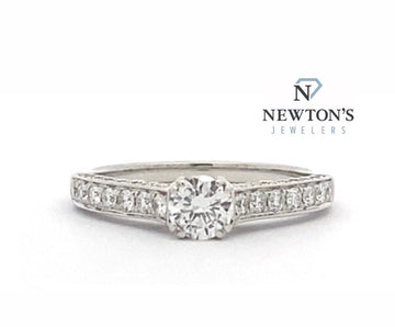 14kt White Gold Round Brilliant Diamond Engagement Ring