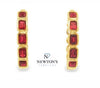 14Kt Yellow Gold Double Sided Diamond and Ruby Hoop Earrings