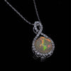 14kt White Gold Ethiopian Opal and Diamond Pendant