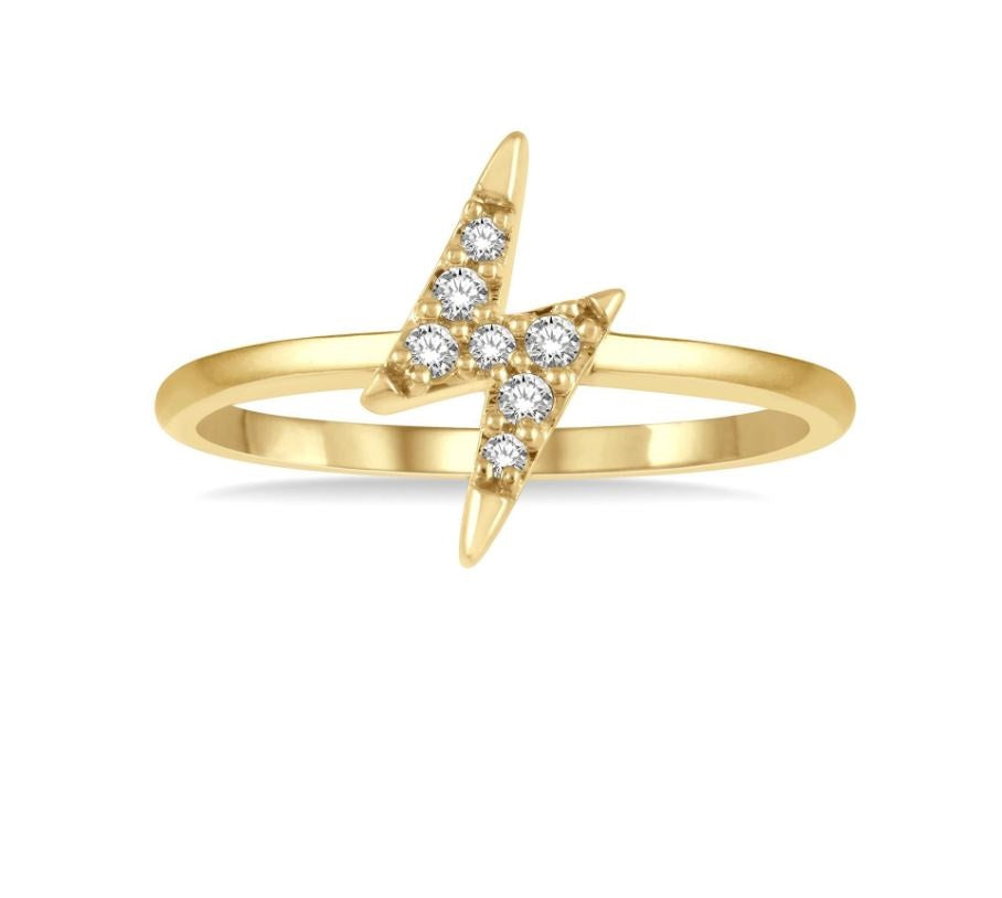 10kt Yellow Gold Diamond Lightning Bolt Fashion Ring