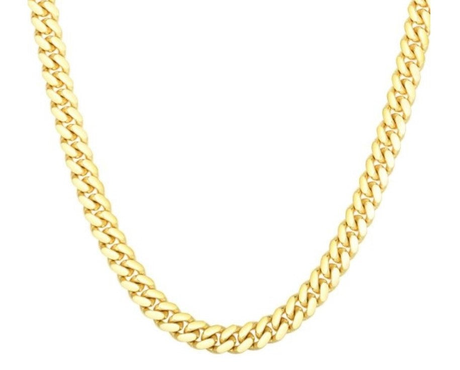 14kt Yellow Gold 4.5mm Semi-Solid Miami Cuban Chain with Box Clasp 22 Inch