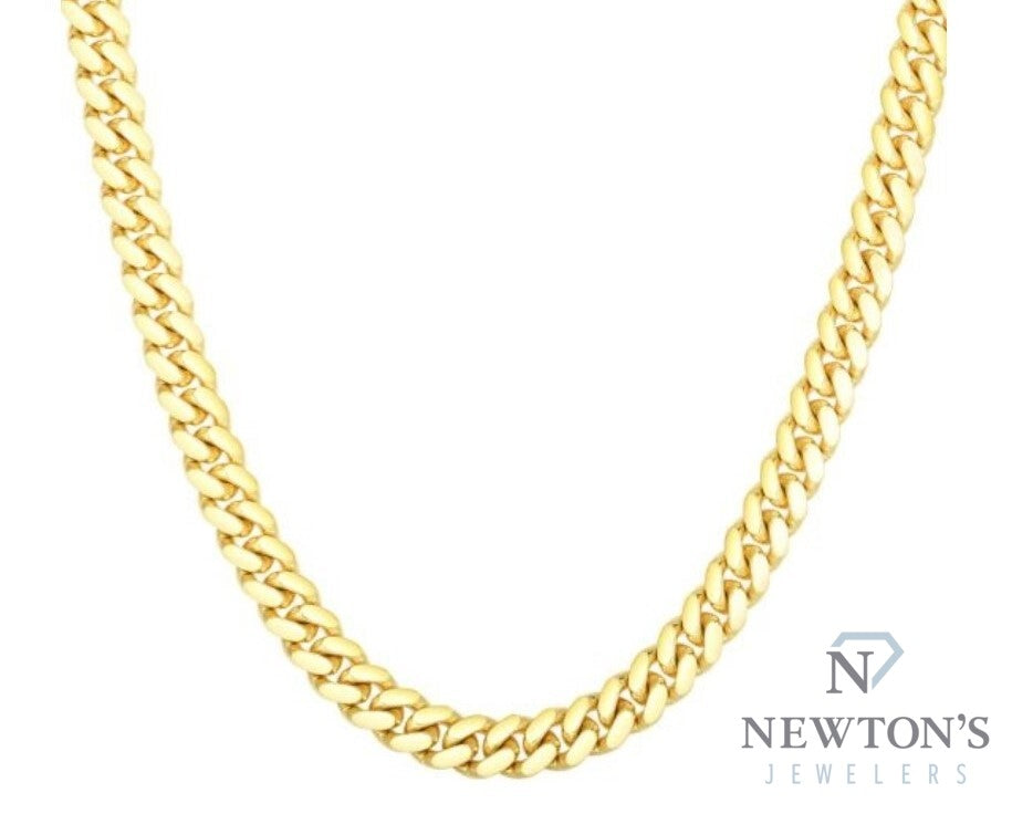 14kt Yellow Gold 22" Semi-Solid Miami Cuban Chain (4.5mm)