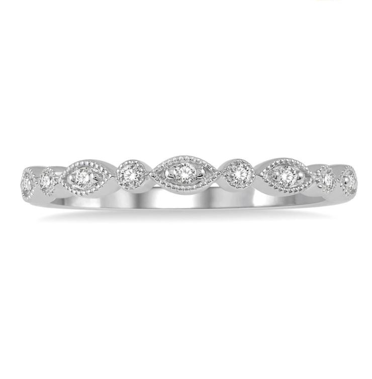 14kt White Gold Diamond Lattice Stackable Band (0.10ct)