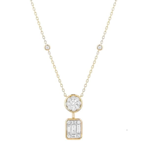 18kt Yellow Gold Diamond Illusion Drop Down Pendant (1.15ct)