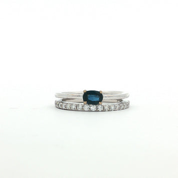 14kt White Gold Blue Spinel & Diamond Bypass Ring