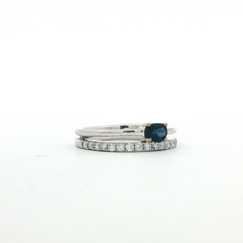 14kt White Gold Blue Spinel & Diamond Bypass Ring