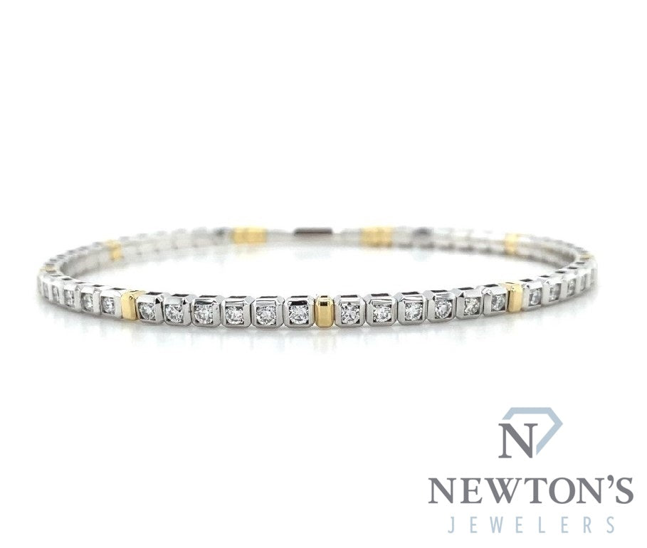 14kt White and Yellow Gold Diamond Bracelet with Titanium Flex