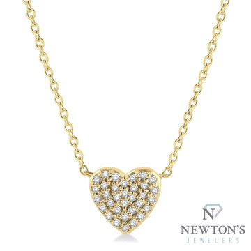 10kt Yellow Gold Diamond Micro-Pave Heart Pendant with Chain