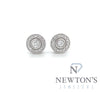 14kt White Gold Diamond Halo Stud Earrings