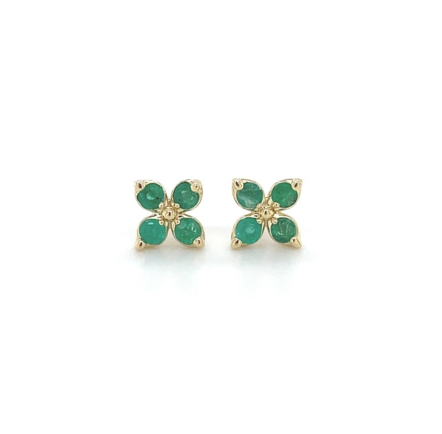 14kt Yellow Gold Emerald Earrings