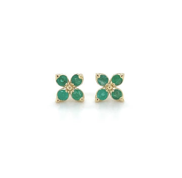 14kt Yellow Gold Emerald Earrings