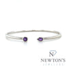 14kt White Gold Amethyst Open Bangle Bracelet