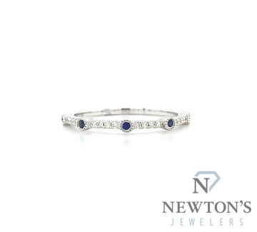 14kt White Gold Sapphire & Diamond Stackable Ring