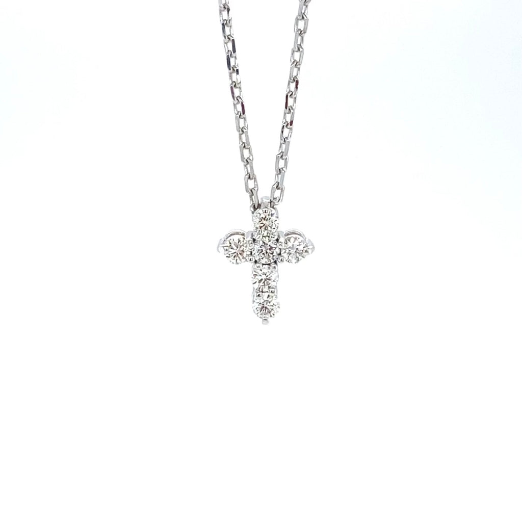 14kt White Gold Diamond Cross Pendant and Chain