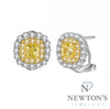 14kt White and Yellow Diamond Earrings in Tu-tone Gold