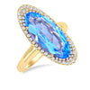 14kt Yellow Gold Blue Topaz Oblong Fashion Ring