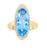 14kt Yellow Gold Blue Topaz Oblong Fashion Ring