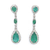 14kt White Gold Emerald and Diamond Dangle Earrings