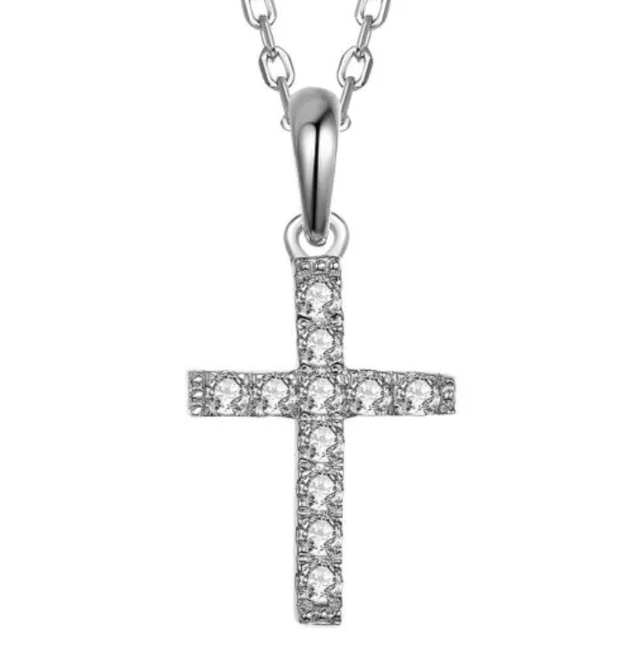 14kt White Gold Diamond Cross Pendant