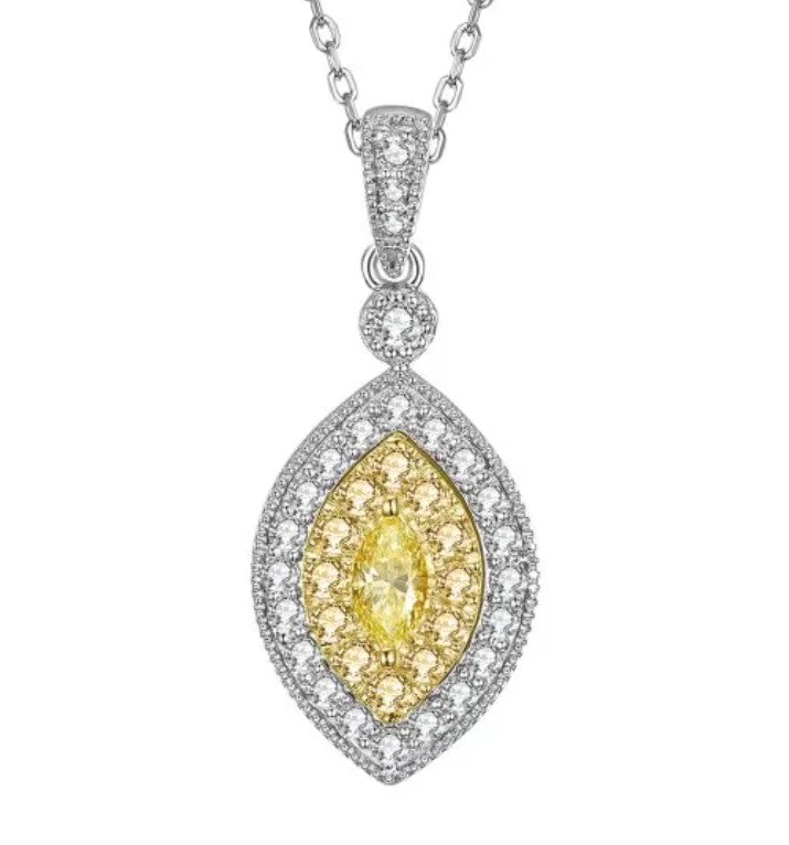 14kt Yellow and White Diamond Pendant in White and Yellow Gold