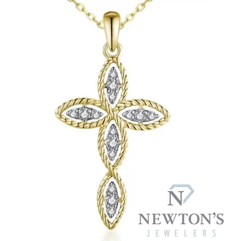 14kt Yellow Gold Ornate Diamond Cross (Pendant Only)